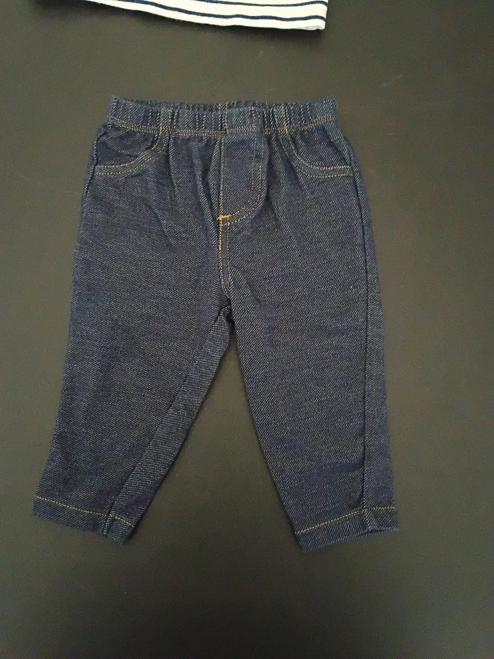Carter's Baby Girl 2-Piece Striped Long Sleeve Pocket Top & Denim Jeans - Size 6
